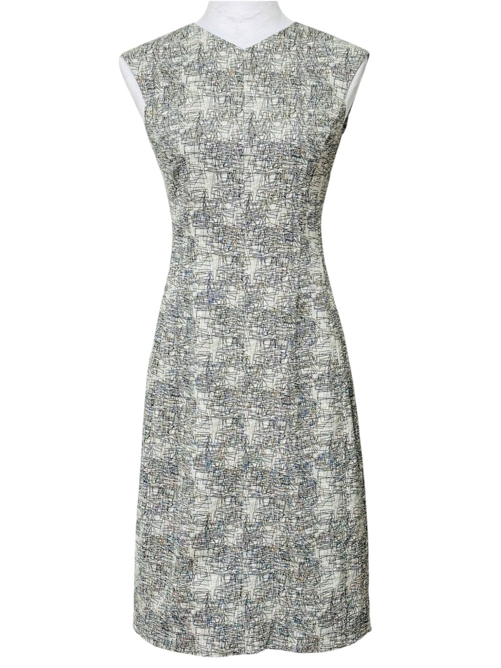 MM LaFleur The Maggie Dress Jacquard Sheath Size US 4 Small Scribble Black White